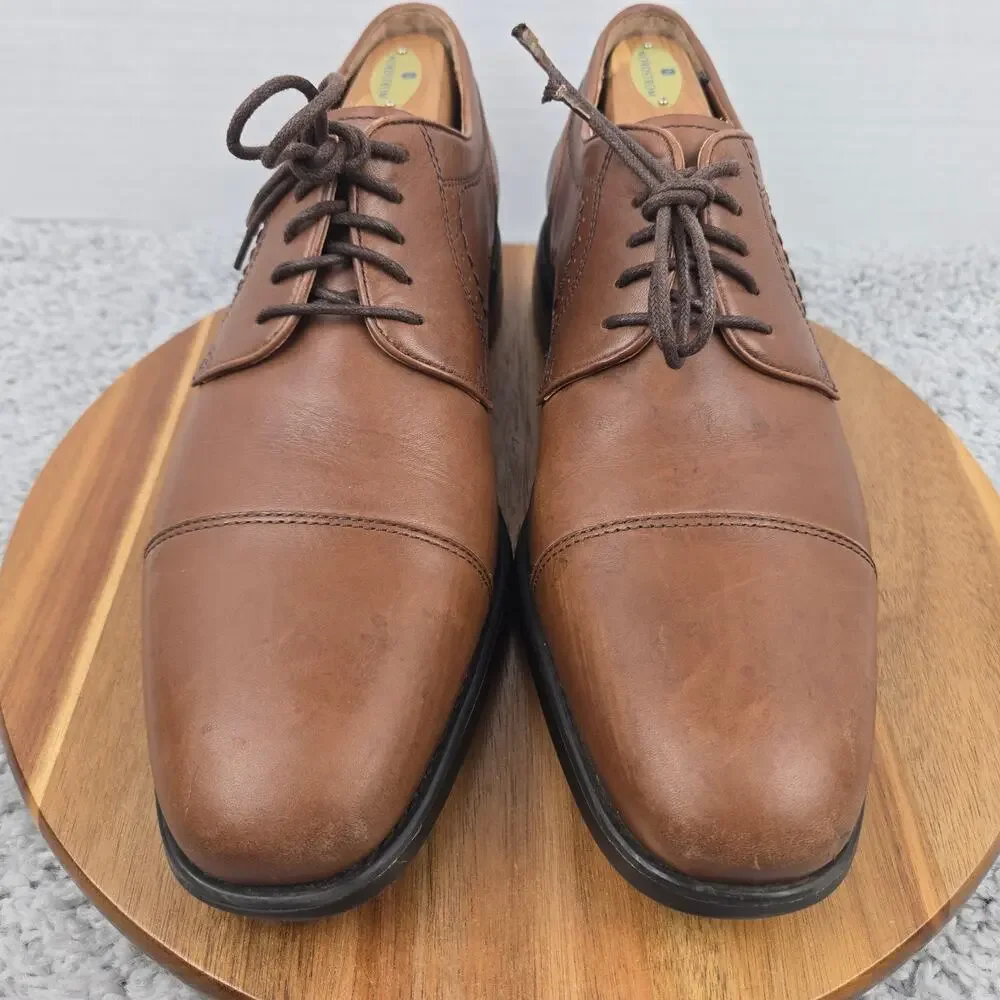 Johnston & Murphy Men 10M Branning XC4 Brown Leather Cap Toe Oxford Dress Shoe